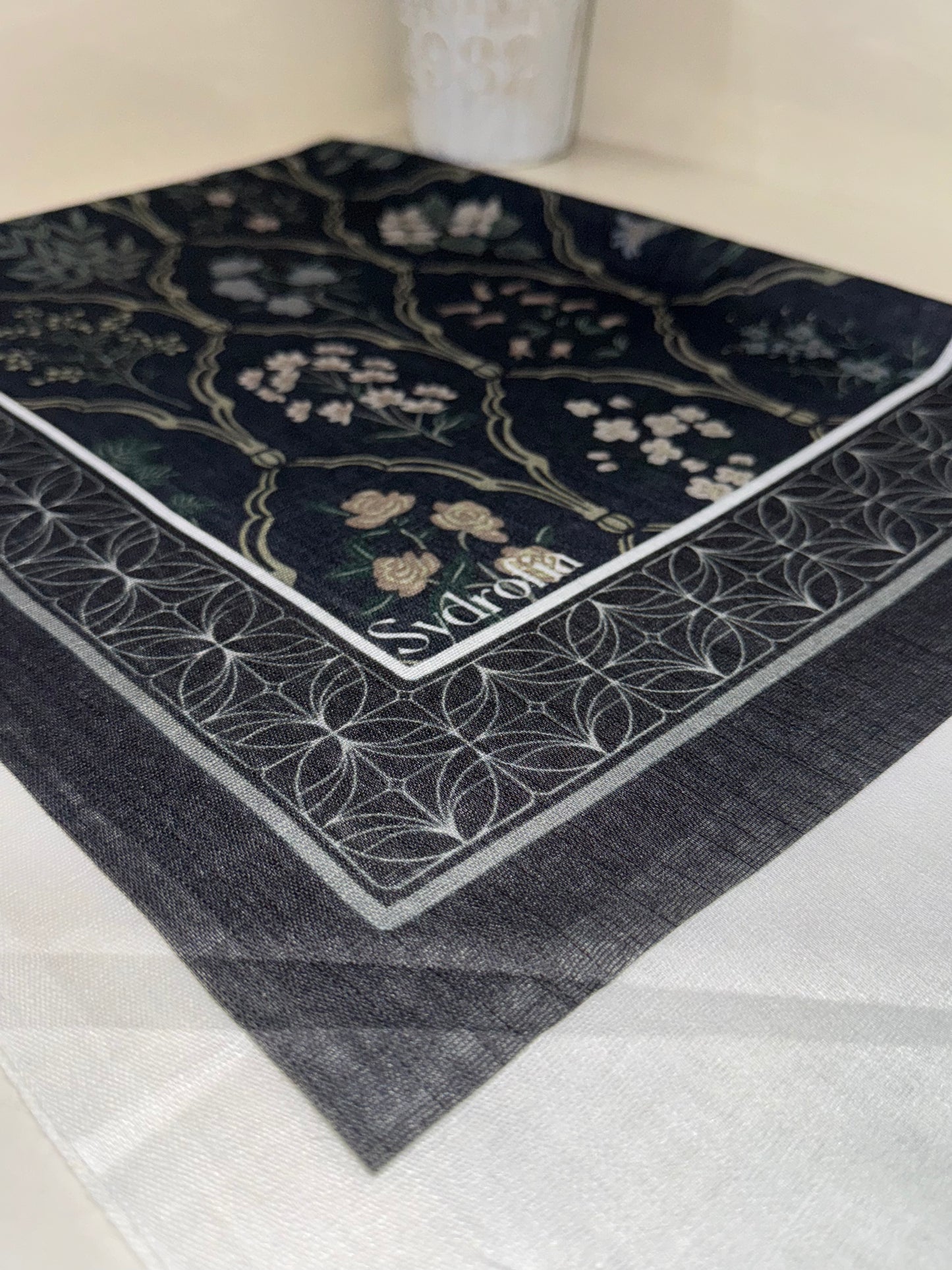 Black Floral Hijab Scarfs